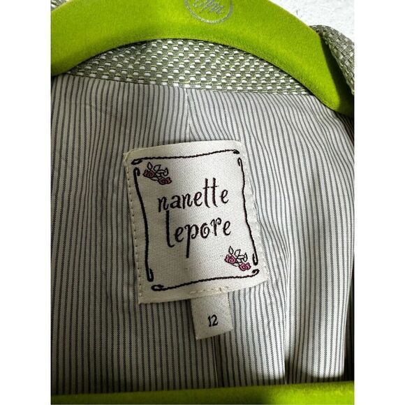 Nanette Lepore Bohemian Cotton Blend Lined Short Blazer Bize 12 Embroidered Trim - Picture 3 of 13